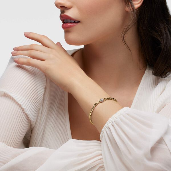 Eka Tiny Flex'it Yellow Gold and Diamond Pav&eacute; Bracelet